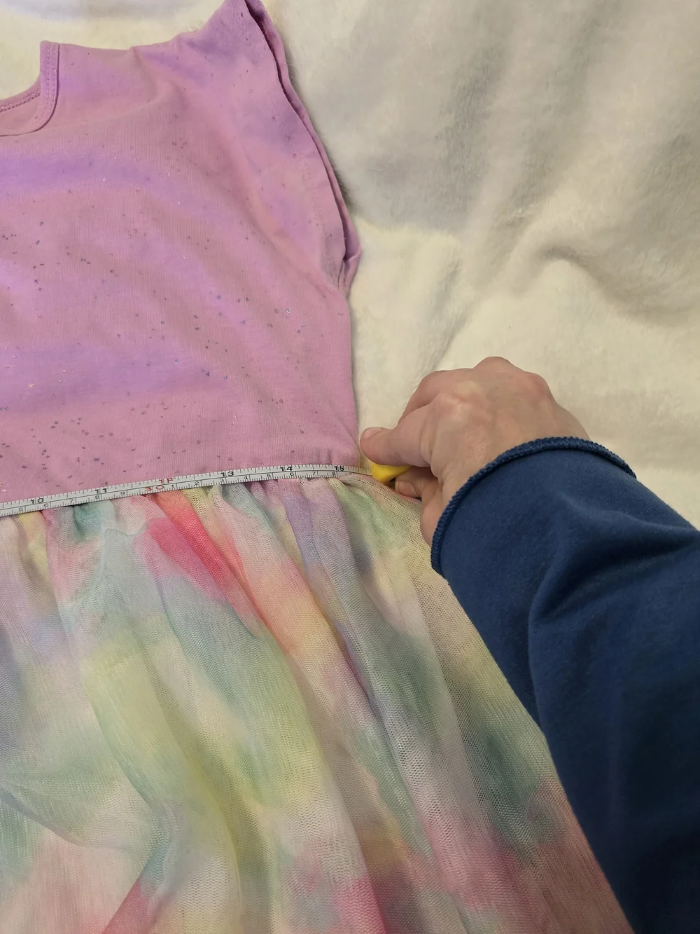 Wonder Nation Pastel Tie Dye Glitter Mesh Dress Girls Large 10-12